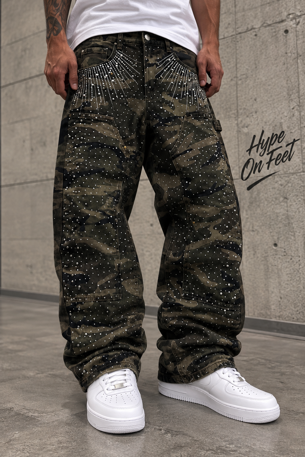 Jeans Camouflage Strass